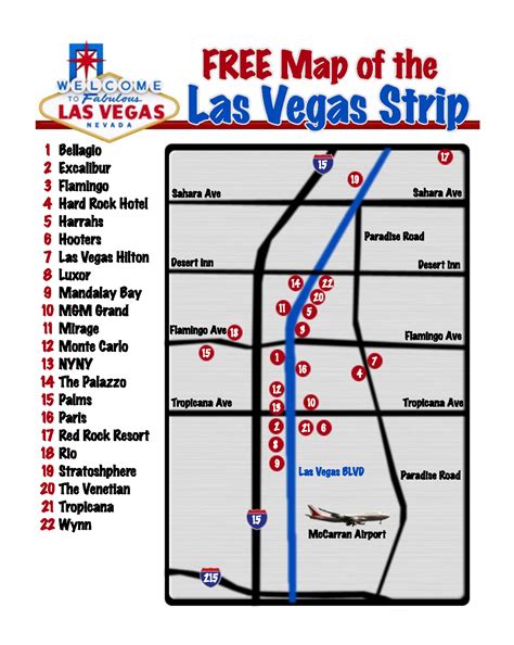 MAP Las Vegas Strip Map Hotels